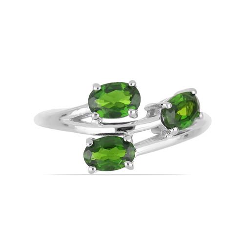 1.50 CT CHROME DIOPSIDE STERLING SILVER RINGS #VR016391